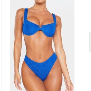 PTL Blue crinkle bikini set